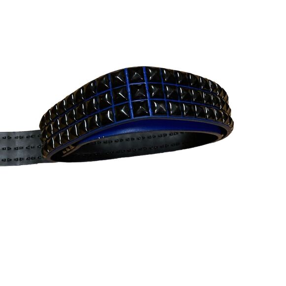 Hot Topic Unisex  Black Blue Stud Rocker Biker Belt Size Large 42  90s - Picture 3 of 6